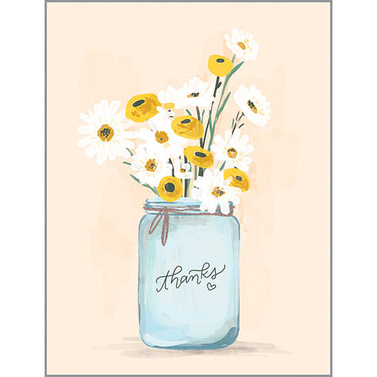 Blank Note Card  - Jar of Daisies, Gina B Designs