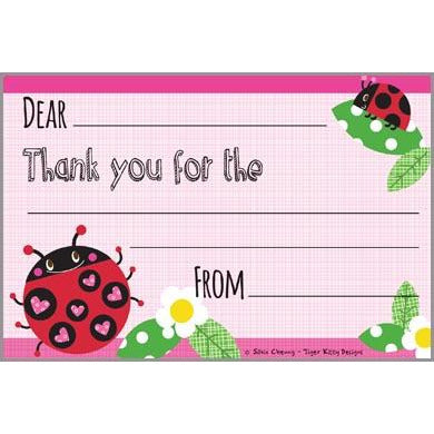 Kids Thank You Postcards - Ladybug With Hearts, Gina B Designs
