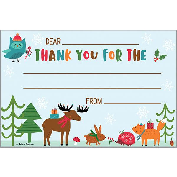 Holiday Kids Thank You Postcards - Winter Forest Animals, Gina B Designs