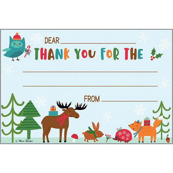 Holiday Kids Thank You Postcards - Winter Forest Animals – Gina B Designs holiday-kids-thank-you-postcards-winter-forest-animals-gina-b-designs
