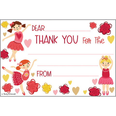 Kids Thank You Postcards - Ballerinas, Gina B Designs