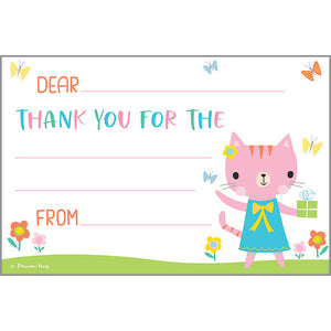 Kids Thank You Postcards - Pink Kitty, Gina B Designs