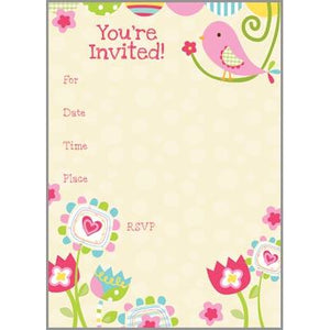 Fill-In Invitation - Cute Pink Bird