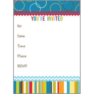 Fill-In Invitation - Colorful Stripes and Circles