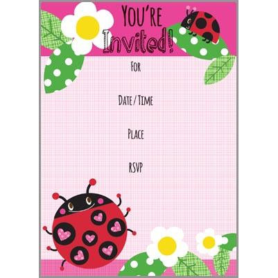 Fill-In Invitation - Lady Bugs with Hearts