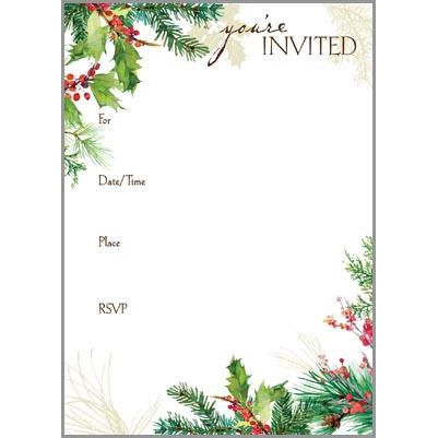 Fill-In Invitation - Red Ribbon Wreath, Gina B Designs