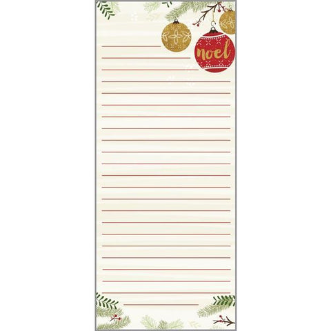 Holiday List Pad- Gold & Red Ornaments