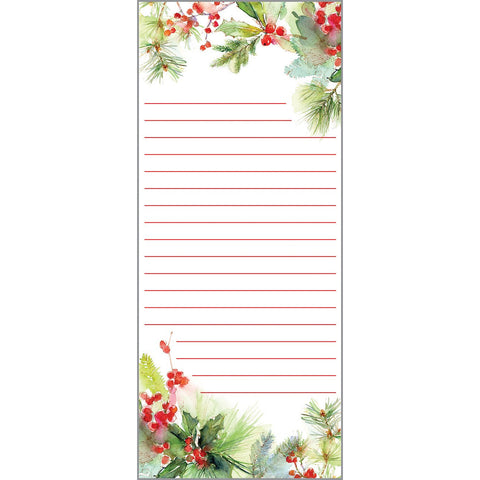 Holiday List Pad- Holly Pine & Berries