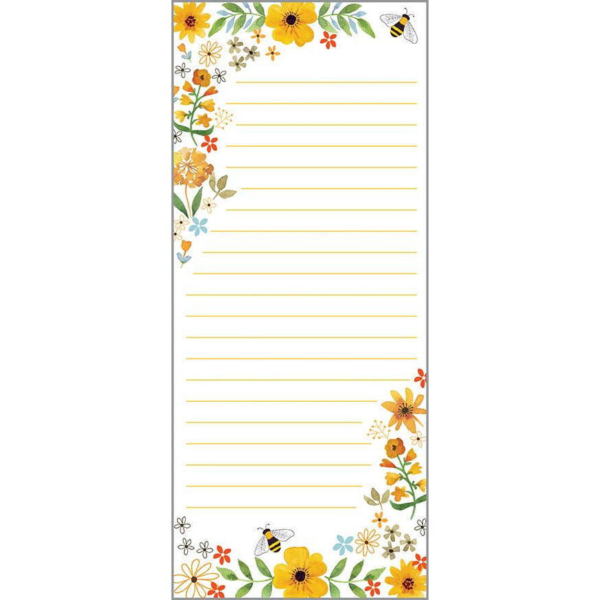 List Pad- Bees Flowers and Honeycombs