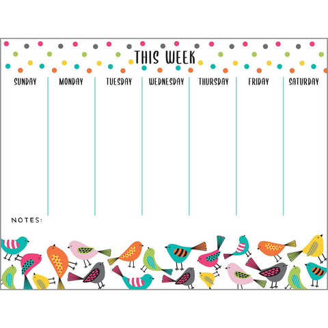 Weekly Planner Pad - Bright Birds, Gina B Designs