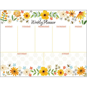Weekly Planner Pad - Bees Flowers and Honeycombs