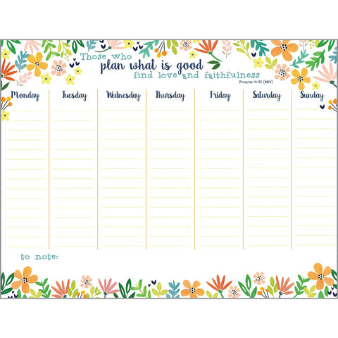 {with scripture} Weekly Planner Pad - Rejoice Flowers