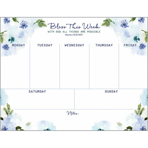 {with scripture} Weekly Planner Pad - Calming Flowers, Gina B Designs
