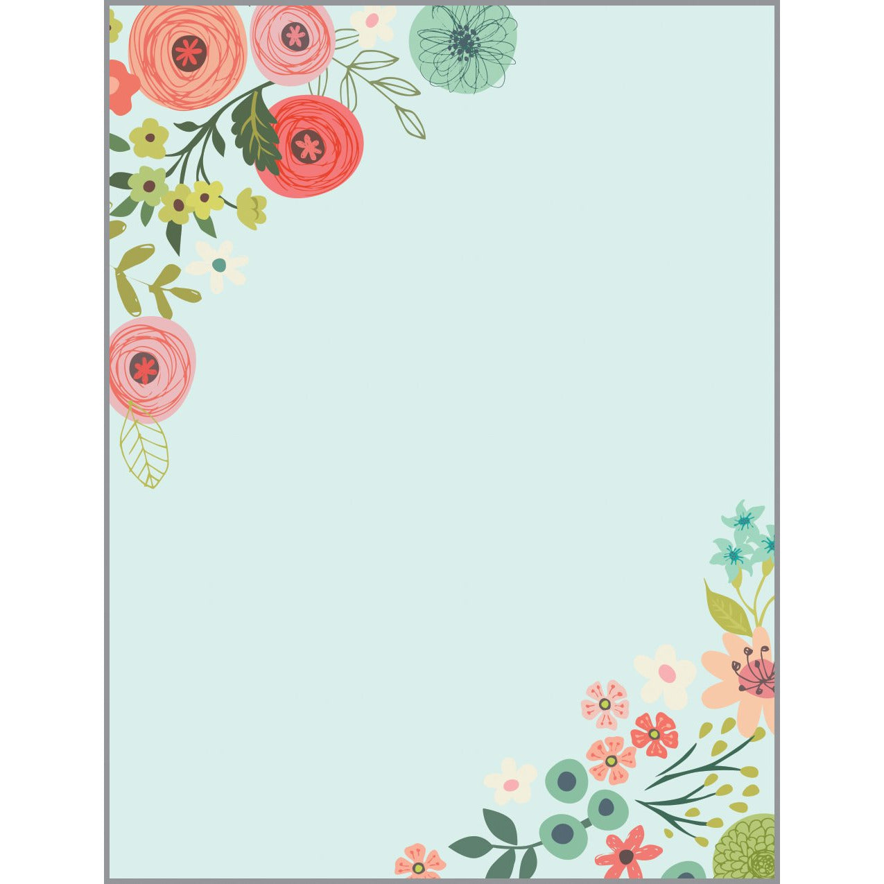 Desk Note Refill - Teal Coral Flowers, Gina B Designs