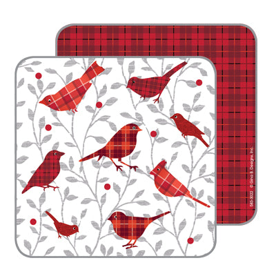 Holiday Coasters- Plaid Cardinals, Gina B Designs