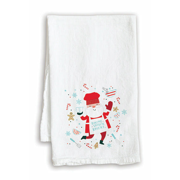 Holiday Tea Towel - Baking Santa