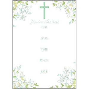 Fill-In Invitation - Cross and Leaves