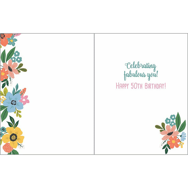 Birthday card - 50th Birthday Botanica, Gina B Designs