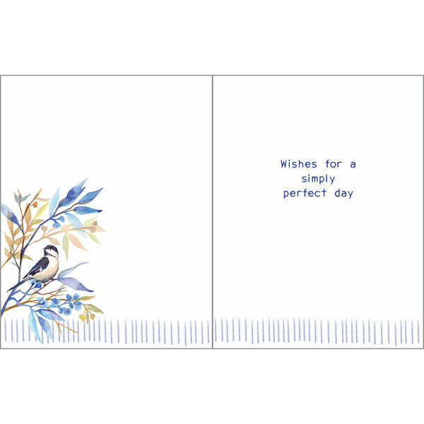 Birthday card -Bird/Blue Leaves, Gina B Designs