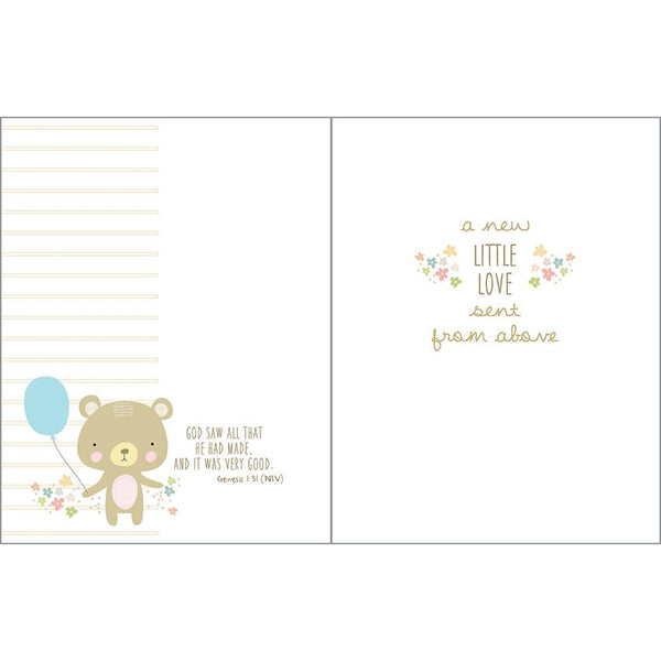 {with scripture} Baby Card - Bear with Balloon
